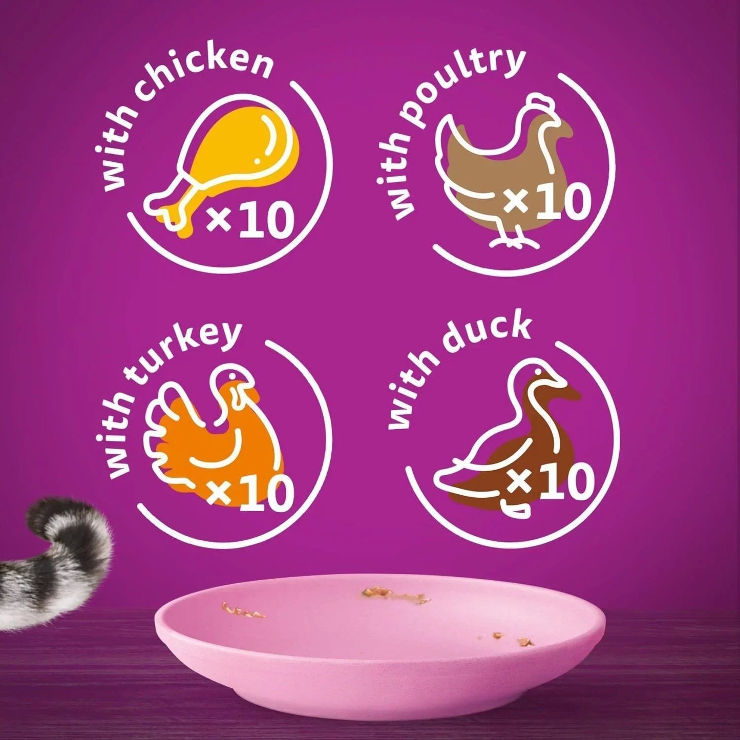 120 x 85g Whiskas Kitten Poultry Feasts Mixed Wet Cat Food Pouches in Jelly