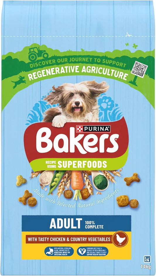 Bakers Adult Dry Dog Food Chicken and Veg 14kg