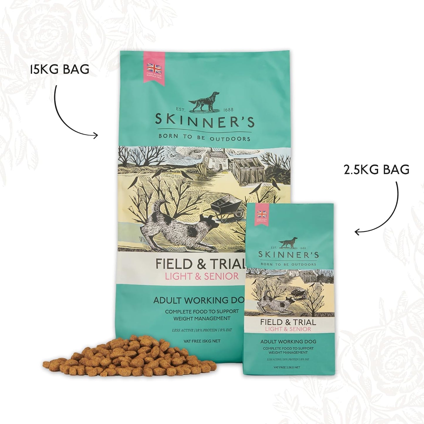 Skinner’s Field & Trial Light & Senior – Complete Dry Dog Food, Ideal for Older, Overweight or Less Active Dogs, 15kg