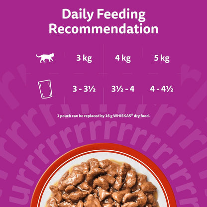whiskas 1+ Adult Classic Selection in Gravy 84 Pouches, Adult Wet Cat Food, Megapack (84 x 85 g)